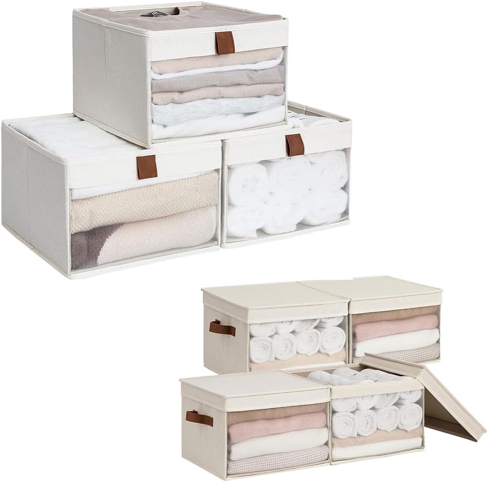 StorageWorks Closet Storage Bins with Clear Window and 2 Handles