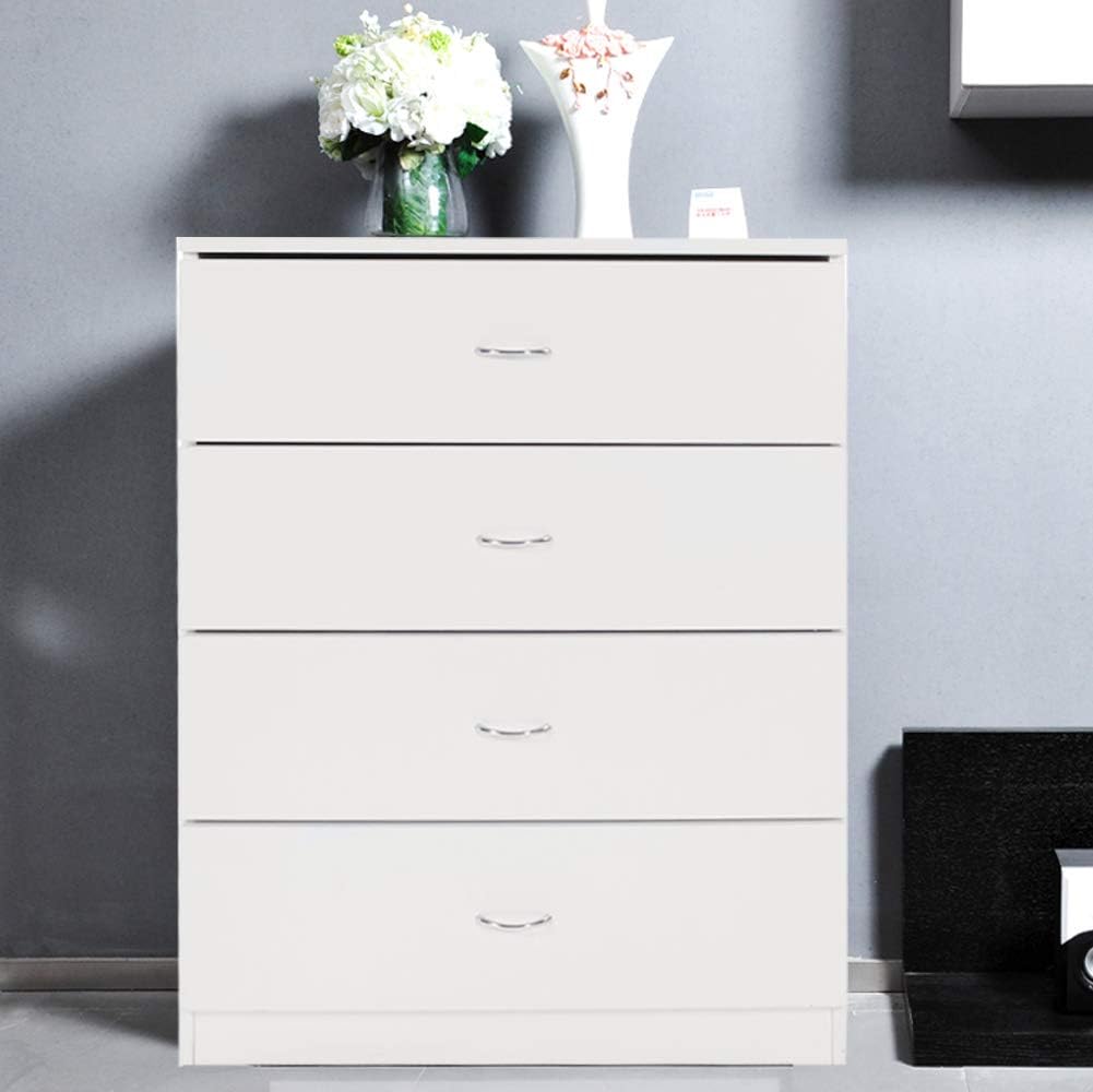 Henf 4 Drawers Dresser, White Wooden Drawers Chest Storage Cabinet for Closet, Storage Unit Drawers for Playroom,Bedroom,Living Room,Kid’s Room