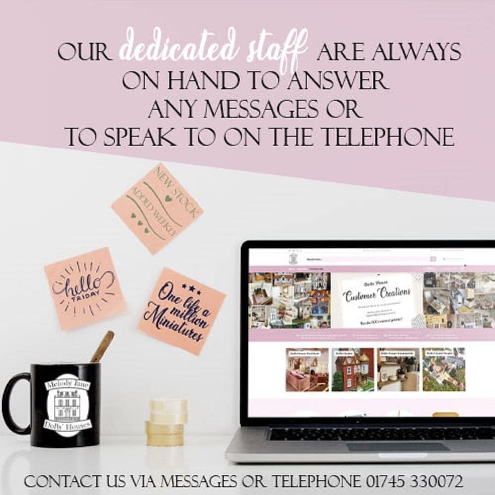 Dolls House Pink & White Nursery Furniture Set Miniature Baby Girl Room