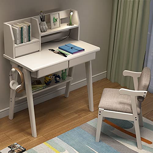 Computer Desk for Small Spaces,Home Office Writing Desk Compact Office Table with Drawer and Bottom Shelve,Simple Study Desk PC Laptop Workstation Space Saving(60x45x75cm(24x18x29inch), White)