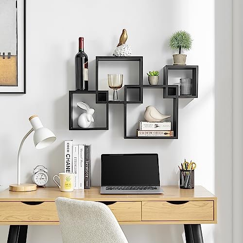 Danya B. Blocchetto Intersecting Cubes Wall Shelf Unit - Horizontal or Vertical (Black)