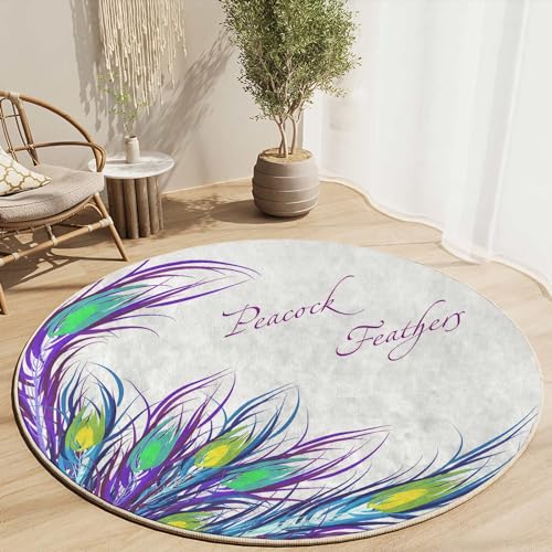 Round Rug 5 FT Stars Chair Mat for Carpet Watercolor Thick Hard Floor Protector Anti-Slip Desk Mat Floor Mat for Office Chair