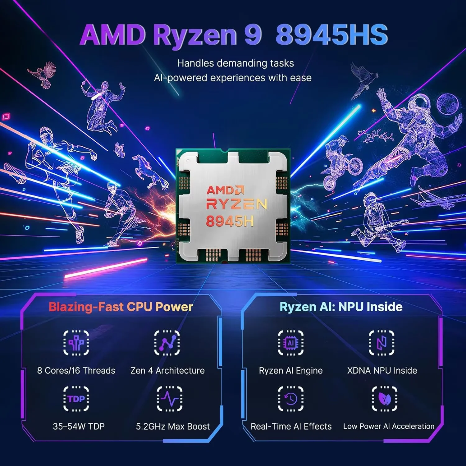 17.3" FHD Gaming Laptop, AMD Ryzen 9 8945HS 8 Cores (Beat i9-13900H, Up to 5.2GHz) 32GB RAM 1TB SSD, Radeon 780M, PD 100W Type-C AI-Enhanced for Copilot VR Ready, Backlit Keyboard Fingerprint, Blue