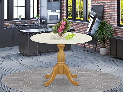 East West Furniture DST-LBK-TP Dublin Kitchen Table - a Round Dining Table Top with Dropleaf & Pedestal Base, 42x42 Inch, Multi-Color