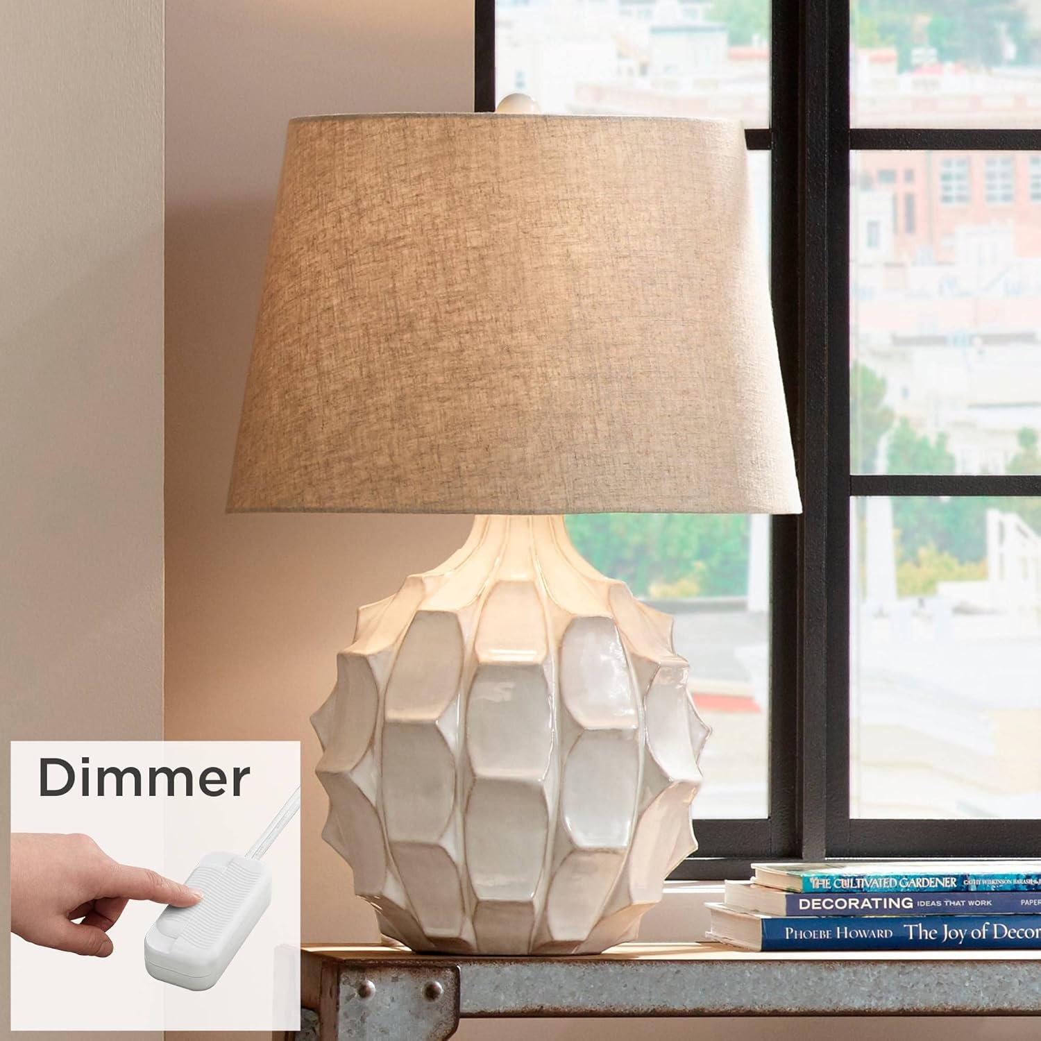 Possini Euro Design Cosgrove Mid Century Modern Table Lamp with Table Top Dimmer 26.5