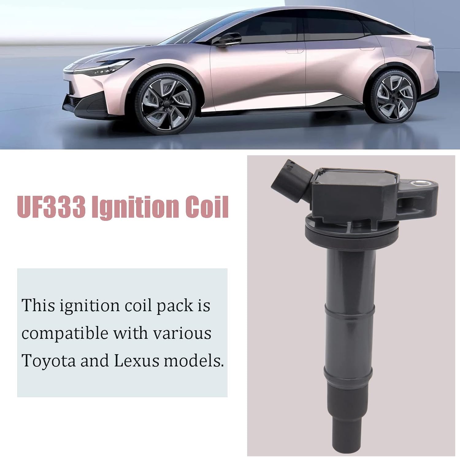 UF333 Ignition Coil Pack Set of 4 Compatible with Toyota Camry RAV4 Solara Highlander Scion Lexus HS250h TC 2.0L 2.4L L4 Engines, Replacement for C1330 UF333 90919-02244 Ignition Coil