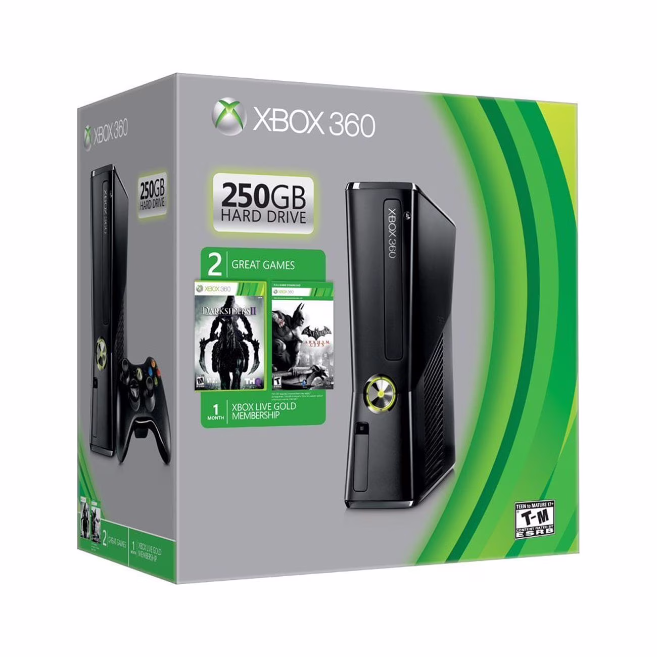 Restored MICROSOFT XBOX 360 SLIM 250GB WIFI GAME CONSOLE BUNDLE BLACK R9G-00198 (Refurbished)