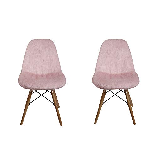 GIA Contemporary Armless Wood Legs and Removable Faux Fur Chair Cover, Set of 2, Royal Purple