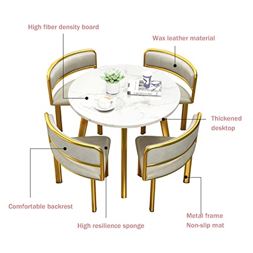 HORV Coffee Table Negotiation Table Round 80cm Table and Chair Set Conference Reception Table Dining Table Small Training Seminar Table Apartment Study Balcony Kitchen Hotel Office Lounge (Color : DA