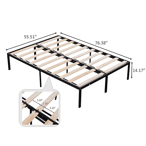 Metal Platform Bed Frame with Strong Steel Slats Support/Sufficient Storage Space/Mattress Foundation/No Box Spring Needed/Easy Assembly for Modern Bedrooms livingroom (black) (Queen)