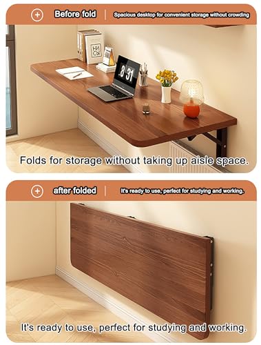 Wall Table - Multi-Purpose Folding Desk for Study, Work, Bedroom, Kitchen, Living Room - Space-Saving, Wall-Mounted Design with Shelf for Laundry Folding and Dining - Compact and Versatile Solution