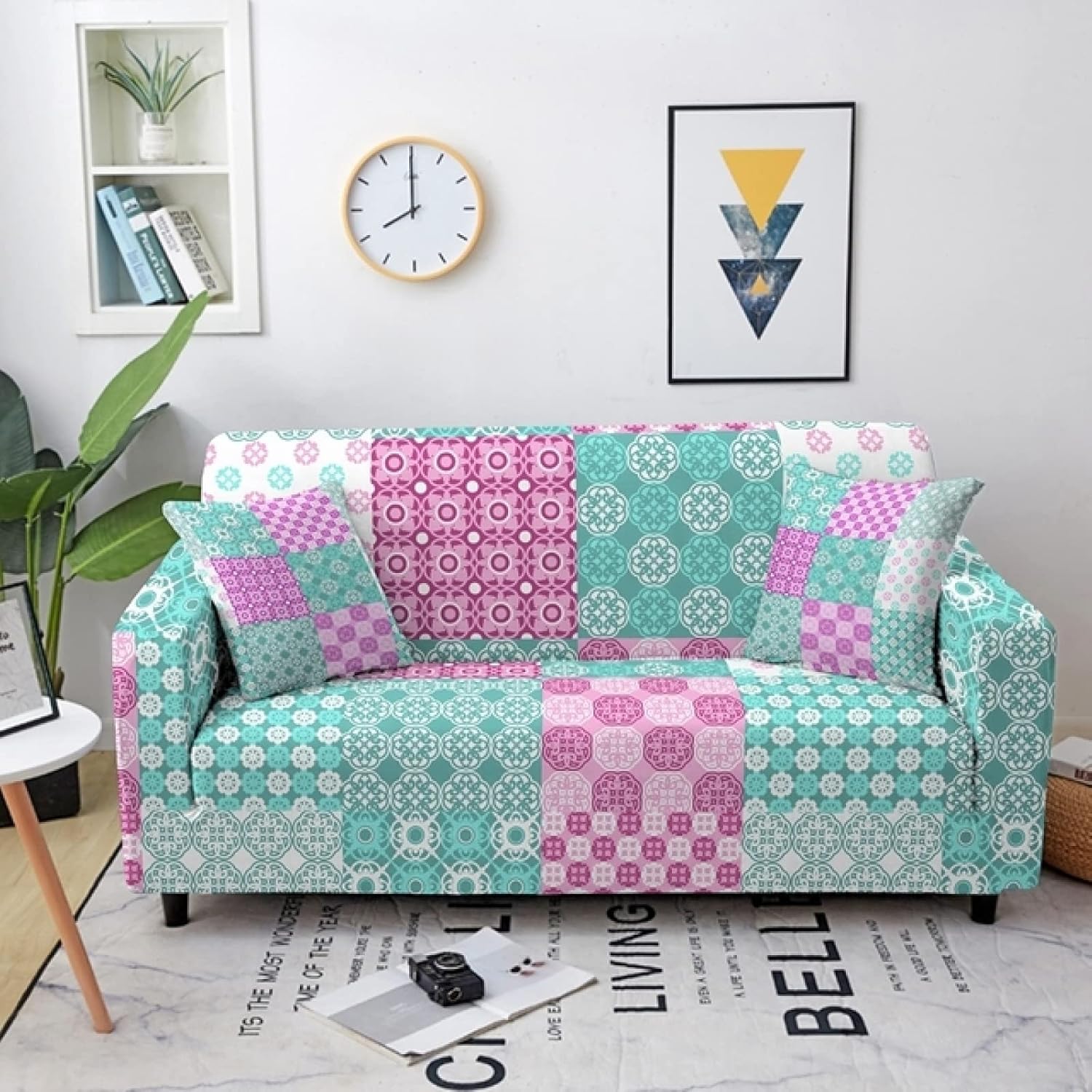 Fashion Home Stretch Slipcover Striped Patterns Sectional Elastic Sofa Cover for Living Room Sectional Couch Furniture Cover 1/2/3/4 Seater