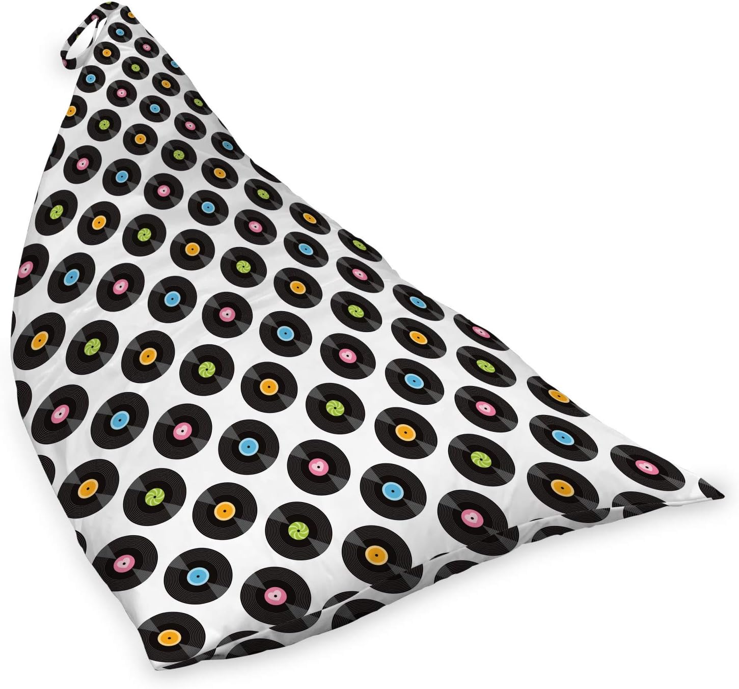 Ambesonne Music Lounger Chair Bag, Vintage Round Records Old Fashion Sound Geometric Colorful Funky Melody Mix, High Capacity Storage with Handle Container, Lounger Size, Black Blue and Pink