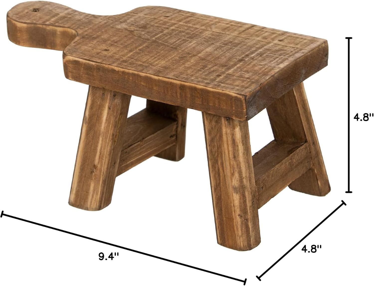 RUSTIX Mini Wooden Stool w/Handle - Rustic Decorative Square Mini Pedestal - Ideal Accent Stool for Small Decor, Plants and Trinkets - 9.4 L x 4.8 H x 4.5 W
