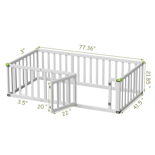 ROOMTEC Twin Size Montessori Floor Bed Frame Soild Wood, Toddler Bed1-3 with Support Slats for Children Bedroom, Toddlers, Boys Girls, Kids Playroom Gray