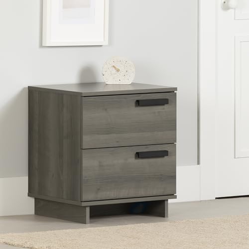 South Shore Cavalleri Nightstand with 2 Drawers, Gray Maple