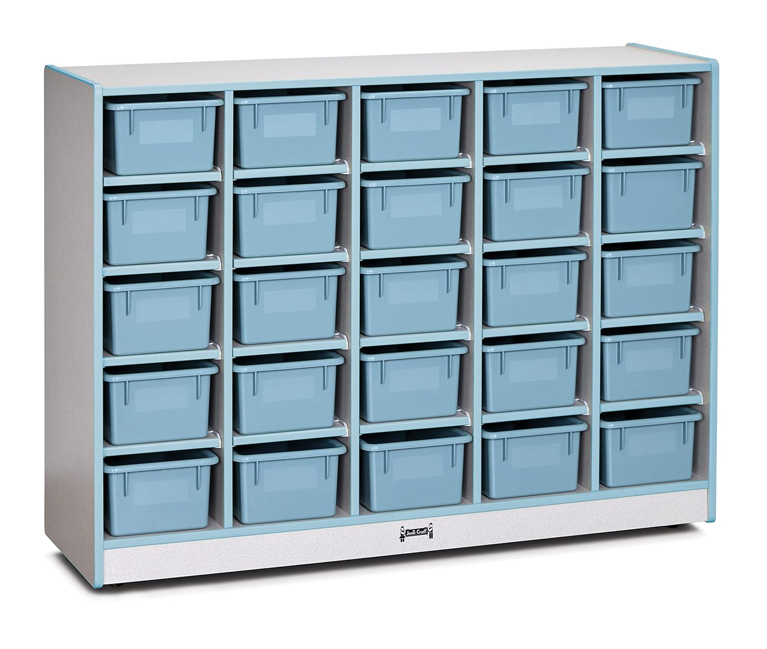 Jonti-Craft Rainbow Accents 0426JCWW131 25 Cubbie-Tray Mobile Storage - with Trays - Coastal Blue