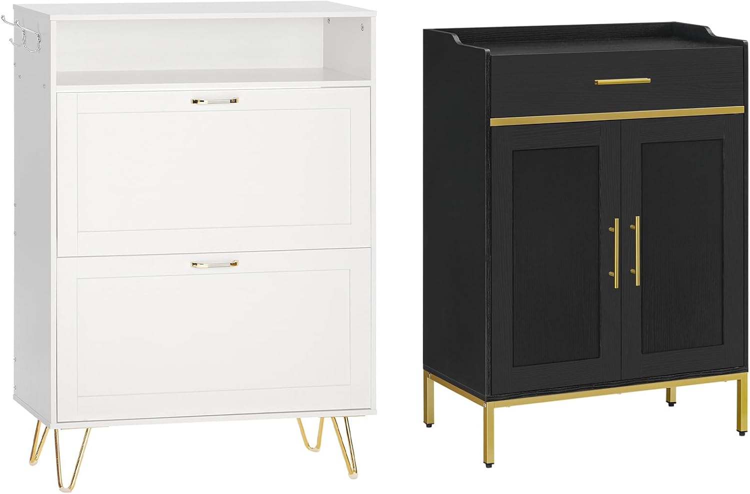 HOOBRO Shoe Cabinet, Shoe Storage Cabinet for Entryway, 4-Tier Shoe Organizer with Doors, Adjustable Shelves, Living Room, DB14SC01-WT12SC01G1