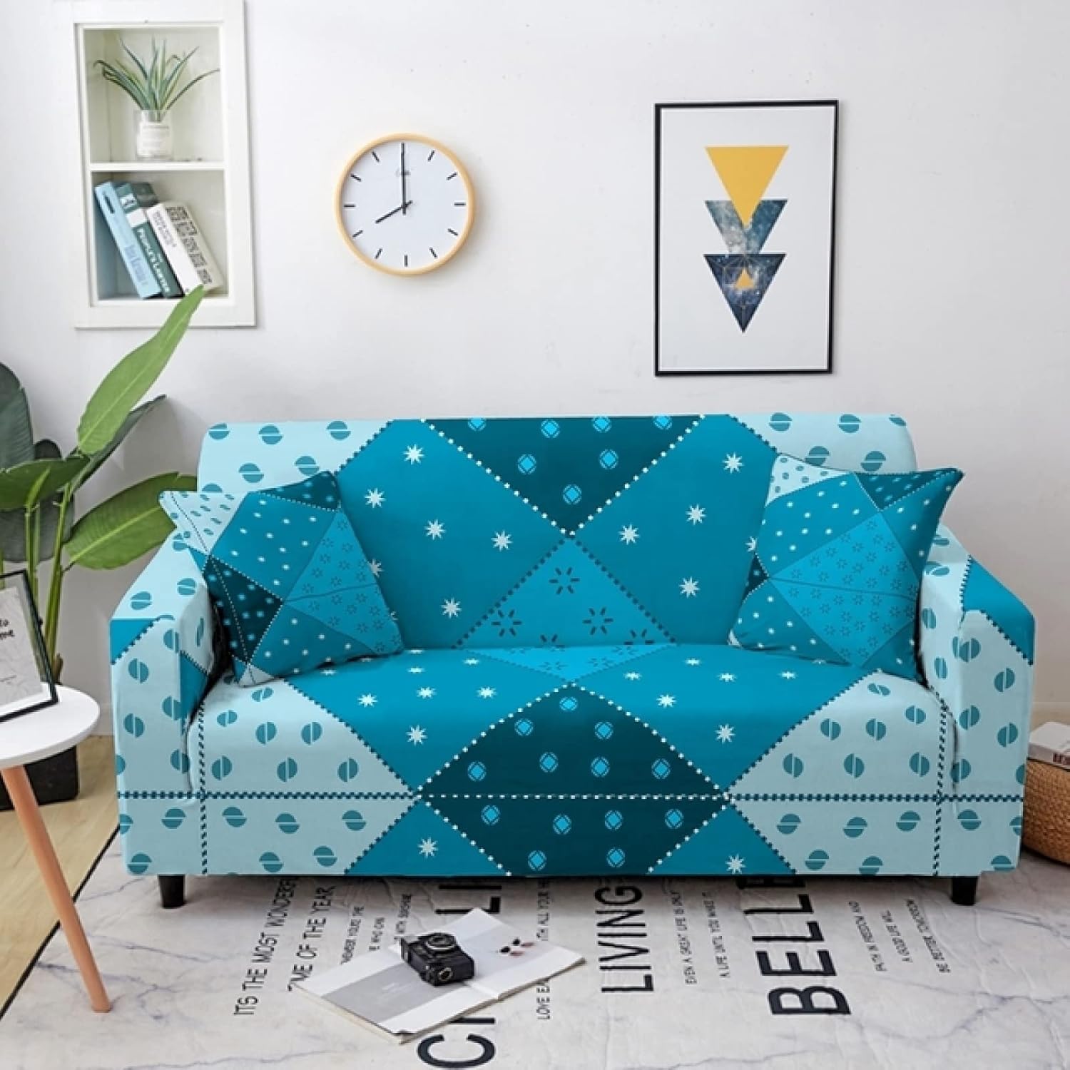 Fashion Home Stretch Slipcover Striped Patterns Sectional Elastic Sofa Cover for Living Room Sectional Couch Furniture Cover 1/2/3/4 Seater