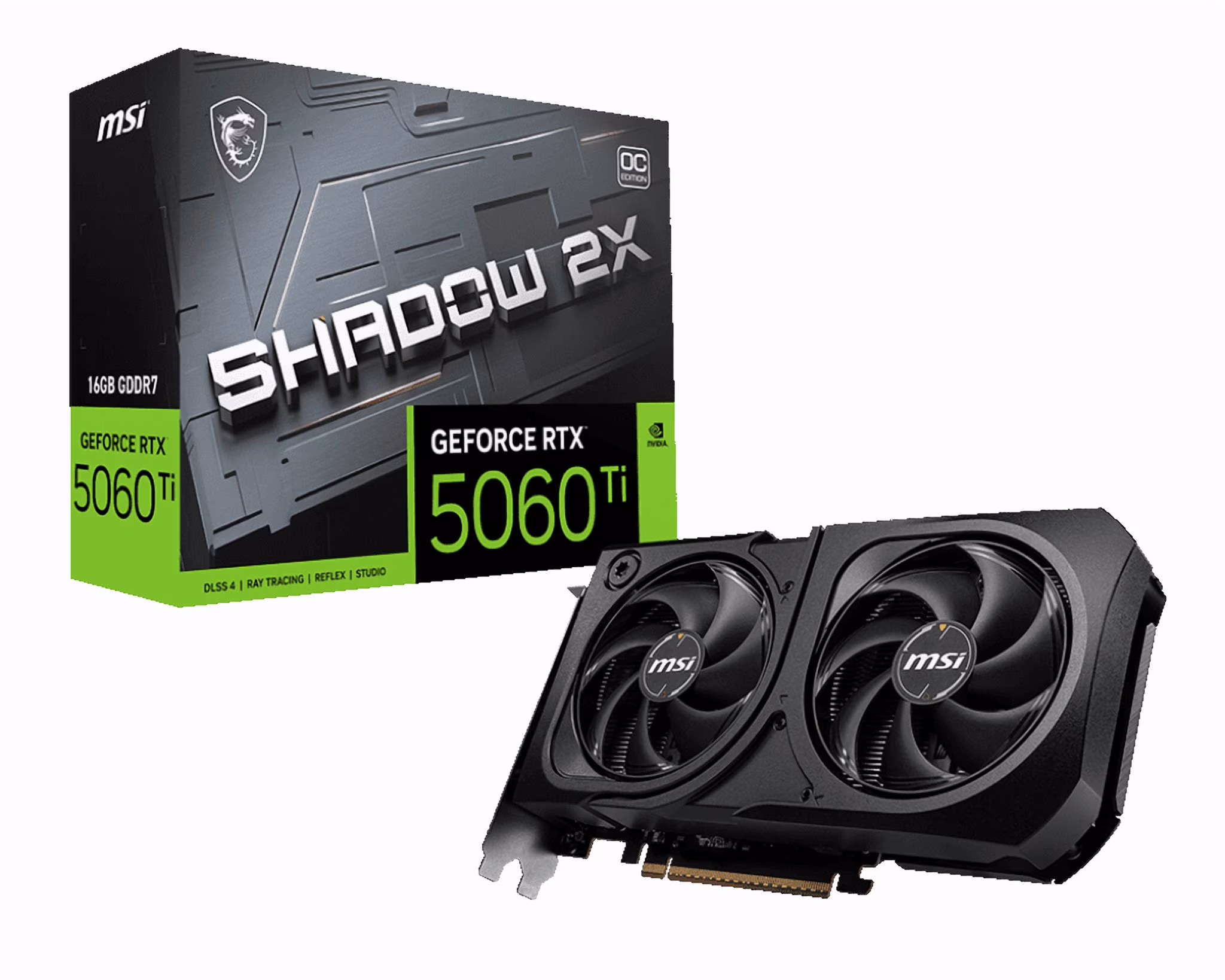 MSI SHADOW GeForce RTX 5060 Ti 16GB GDDR7 PCI Express 5.0 Graphics Card RTX 5060 Ti 16G SHADOW 2X OC PLUS