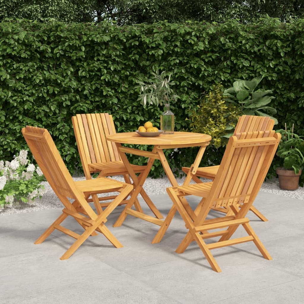 5 Piece Patio Dining Set Solid Wood Teak,Furniture,Outdoor Furniture,Outdoor Furniture Sets,Brown,43.8kg/96.36ib