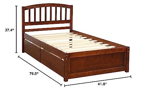Twin Bed with Drawers,Wood Bed Frame with Headboard and Footboard Wood Platform Captain Bed for Boys, Girls, Kids, Teens and Adults, Walnut (Color : Espresso, Size : Full Bed with Trundle)