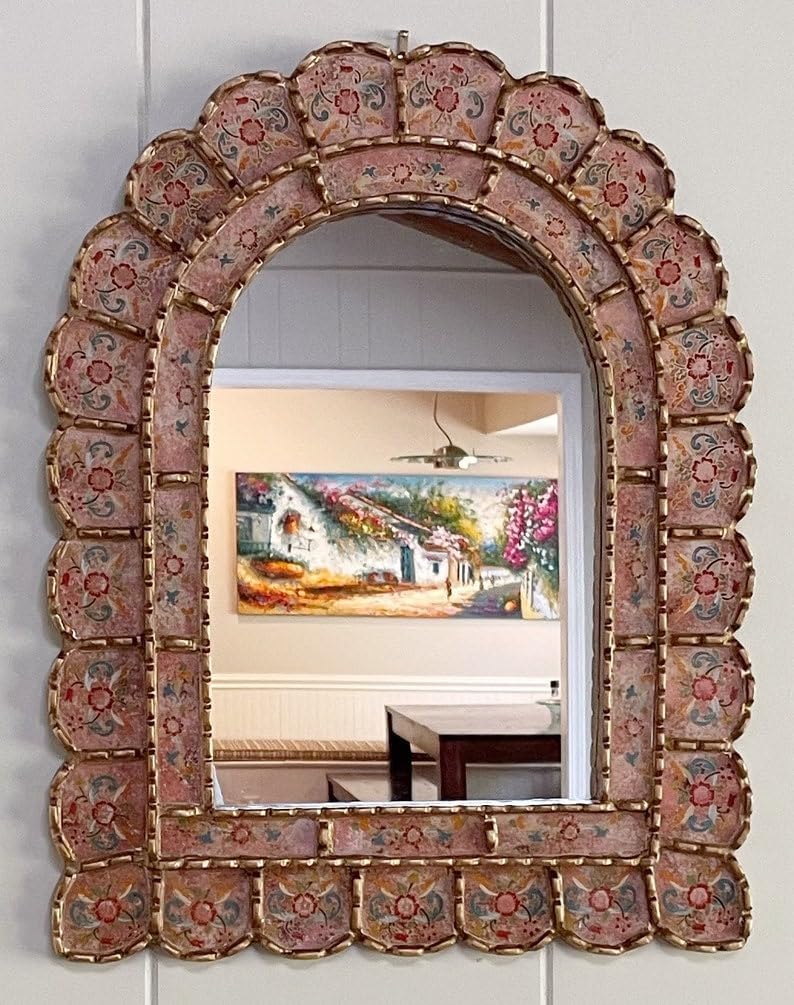 Arched Mirror, Bohemian Mirror, Floral Arched Mirror, Tropical Mirror, Unique Mirror