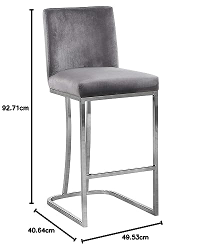 Meridian Furniture Heidi Collection Modern | Contemporary Velvet Upholstered Counter Stool with Polished Gold Metal Legs, 16