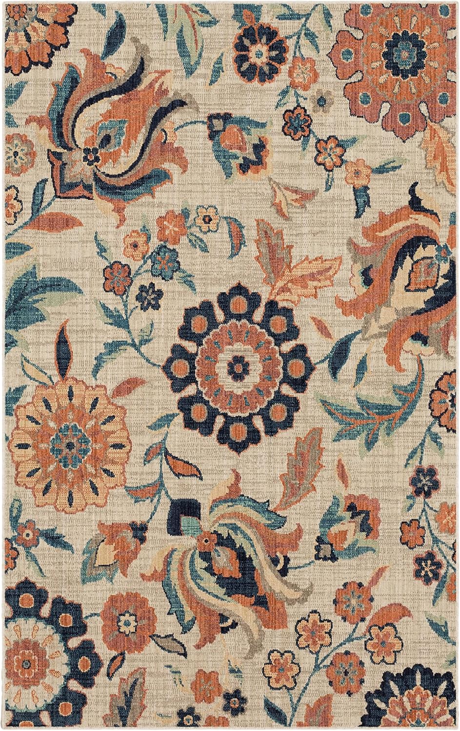 Mohawk Home Floweret Transitional Floral Tan 4' x 6' Area Rug Perfect for Living Room, Dining Room, Office