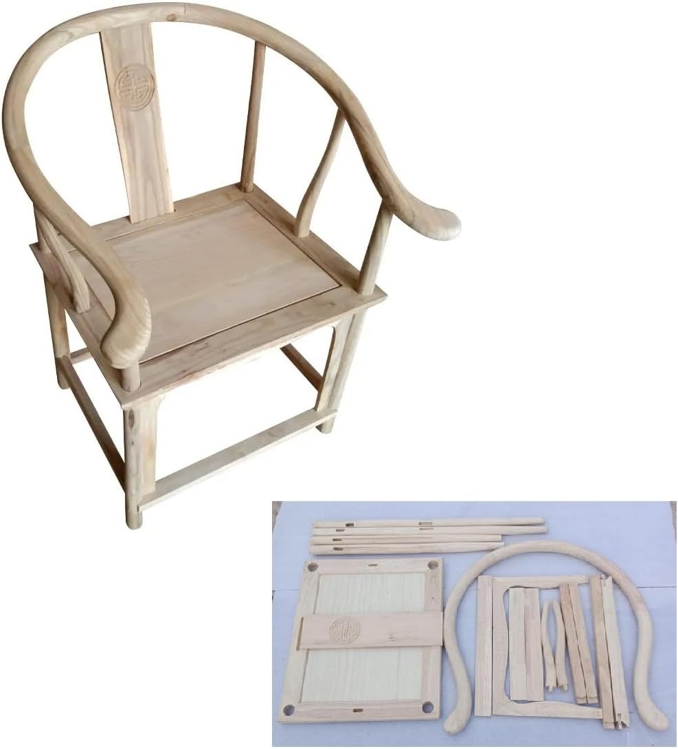 Chinese Longevity Arm Chair,Hand assembled chairs,Dining Room Chairs,Ming Style Chinese Arm Chair,Square-Backed Armchair in Chinese Style of Ming and Qing Dynasties(Fully Assembled) (circular shape)