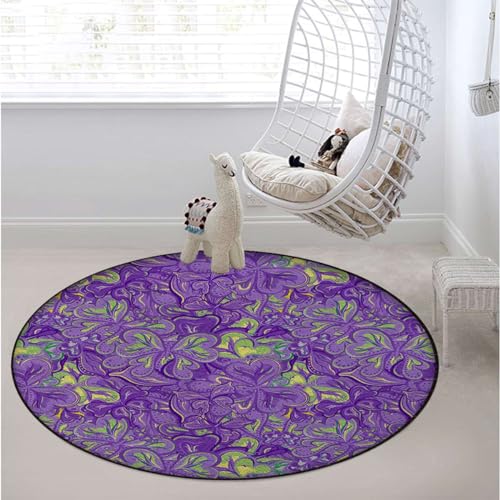 Green Brown Chair Mat for Hardwood Floor Noise Cancelling Gaming Chair Mat Round Anti-Slip Office Chair Mat for Home Office Misty Autumn Forest Woodland Scene Diameter 55 in