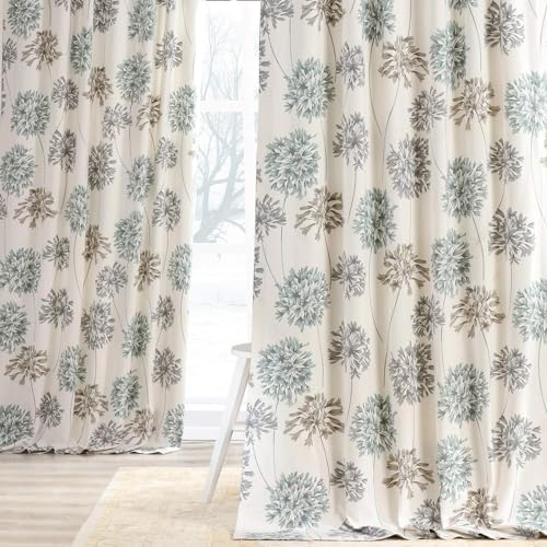 HPD Half Price Drapes Printed Floral Curtains 96 Inches Long Luxury Cotton Curtains (1 Panel) Room Darkening Window Curtains for Bedroom & Living Room, 50W x 96L, Floral Garden