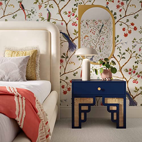 Tov Furniture Suzie Cream & Rattan Nightstand