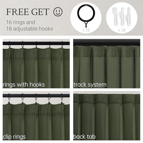 Topfinel Natural Pinch Pleated Linen Curtains 84 Inch Length 2 Panels for Bedroom Living Room Textured Cream Semi Sheer Window Curtain Boho Neutral Back Tab Pinch Pleat Drape with Hooks 84 Inches Long