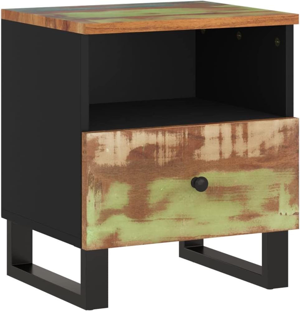 Nightstand, Small Dresser, Bedside Furniture, Night Stand, End Table for Bedroom, Closet, Entryway Solid Wood Reclaimed&Engineered Wood