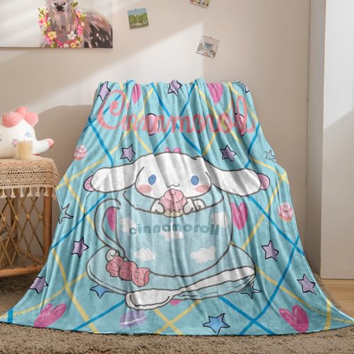 Warm Cin-namoroll Plush Blankets,Ultra-Soft Comfortable Light Couch Bed Cute Dog Blanket,for Couch Sofa Bed Camping Home Bed Sofa All Season,Gift for Girl or Adult