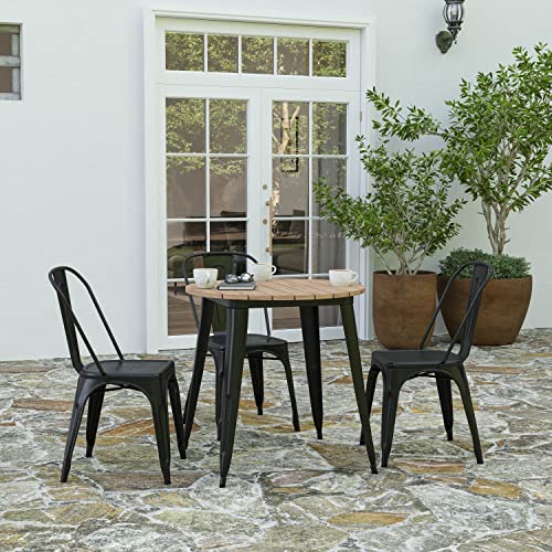 Merrick Lane Dryden Outdoor Dining Table, All Weather Poly Resin Top with Steel Base, 30
