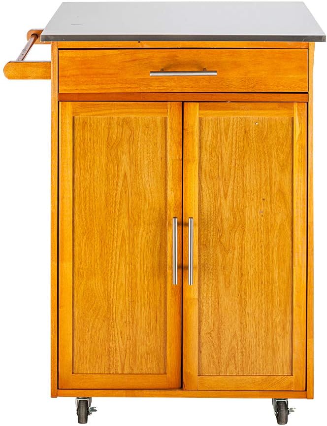 Rolling Kitchen Island with Stainless Steel Top, Kitchen Cart Storage Cabinet on Wheels,Outdoor Grill Table, Grill Cart Outdoor, Pizza Oven Table and Food Prep Table,Grill Stand for Outside BBQ