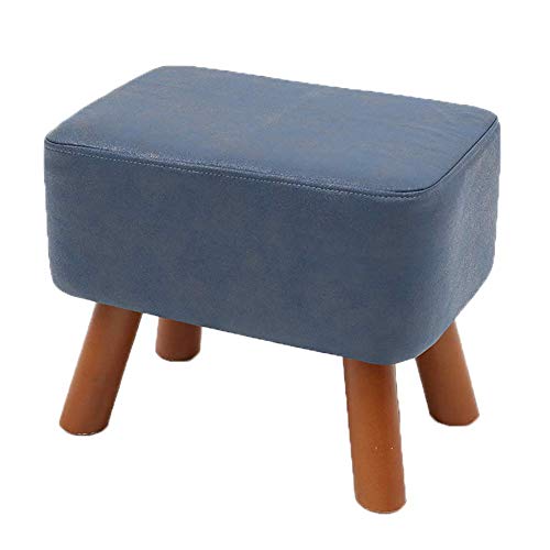 Ottoman Foot Stool with Legs,Footrest Stool Square,Foot Rest Stools Wooden with Padded Seat - Low Short Upholstered Makeup Vanity Stool Chair