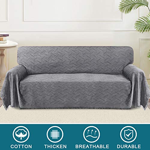 Turquoize Couch Cover Sofa Covers Washable Couch Covers for 3 Cushion Couch Throw Cover Sectional Couch Cover Furniture Cover for Pets, Kids Feature Geometrical Jacquard Fabric(71
