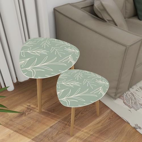 Triangle Nesting Coffee Table Set of 2 Forest Christmas fir trees silhouette Coniferous spruce panorama Park Modern Minimalist Side Table Small End Table Leisure Tea Table Living room Bedroom Office
