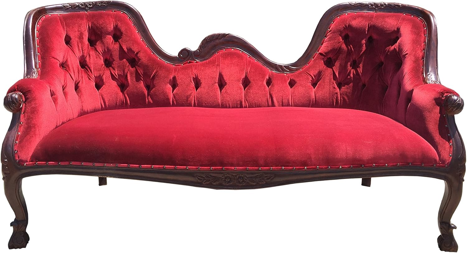 Louis Double Ended Wood Sofa in Mahogany Wood