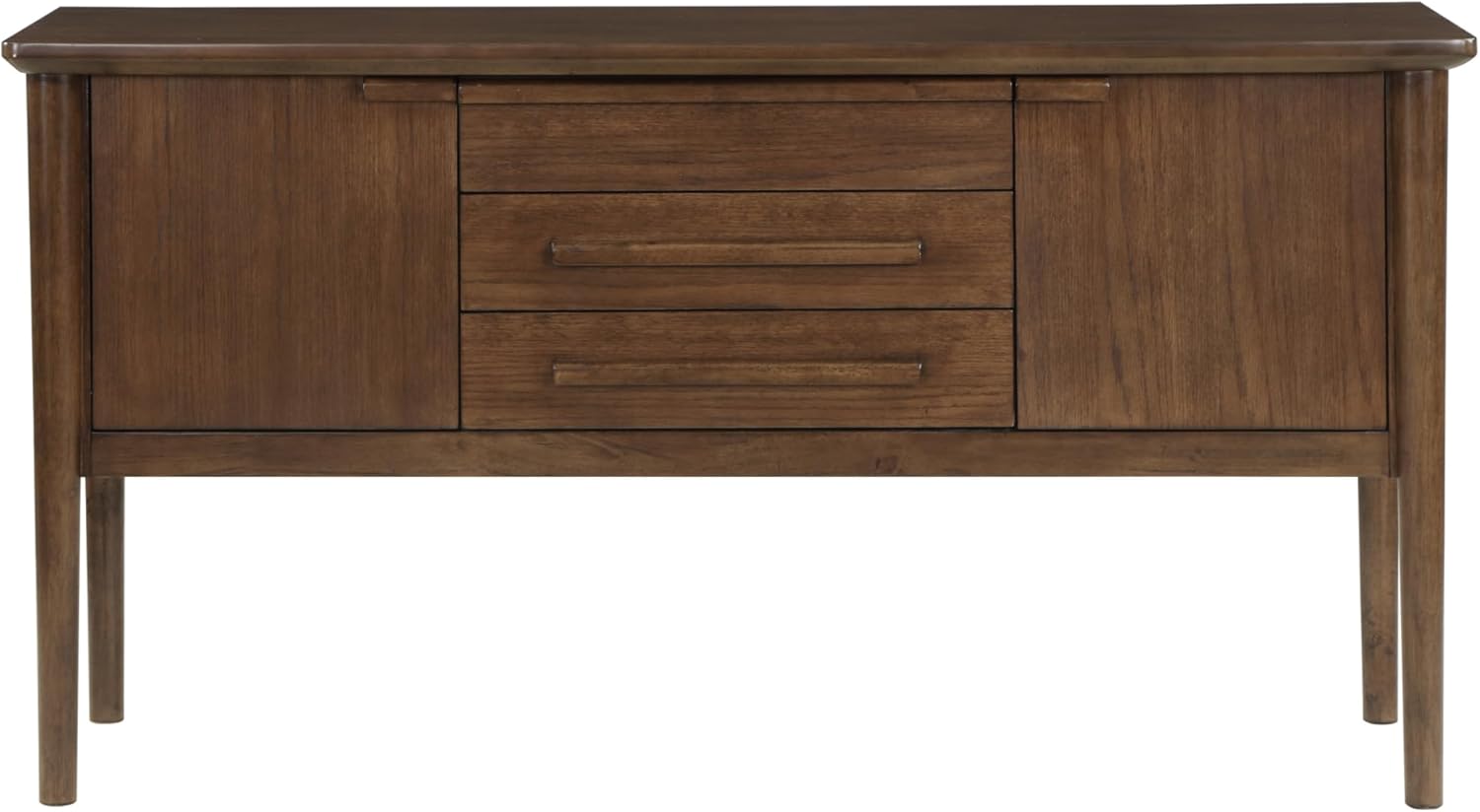 Quinn Asian Hardwood, Chestnut Finish, Mid-Century Modern Styling, Versatile Storage, Oak Veneers Server, Brown