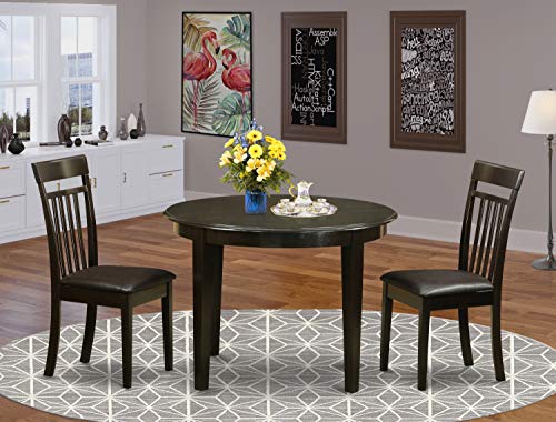 East West Furniture BOCA5-CAP-LC Boston 5 Piece Room Set Includes a Round Wooden Table and 4 Faux Leather Kitchen Dining Chairs, Cappuccino