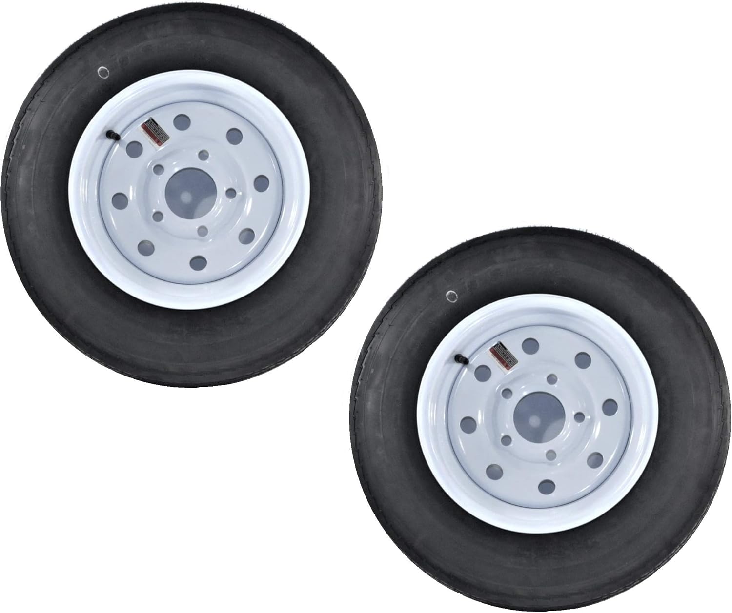 eCustomRim 2-Pack Trailer Tire and Rim 530-12 5.30-12 530X12 LRC 5 Lug White Modular Wheel - 2 Year Warranty w/Free Roadside