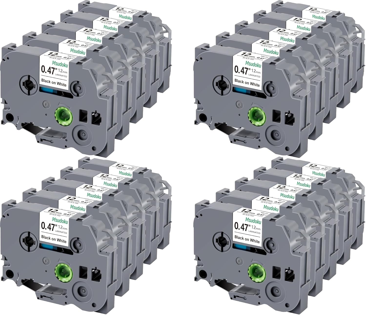 TZe231 Compatible for Brother P Touch TZe-231 Label Tape, TZ231 12mm 0.47 Laminated White Tape for PTD220 PTD610BT PTD410 PTP710BT PTH110 PTD210 Label Maker, Black on White, 20 Pack