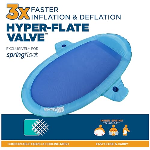 SwimWays Spring Float SunCatcher Pool Lounge Chair with Hyper-Flate Valve, Blue (Pack of 4)