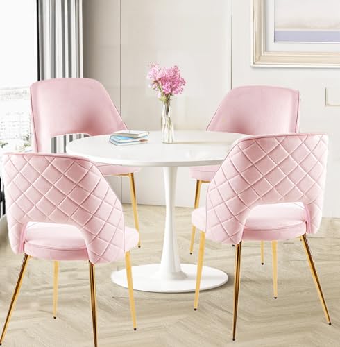 Hook Boucle Off White Dining Chairs Set of 4, Modern Dining Room Chair, Golden Legs Dining Chairs, Armless Upholstery Dining Chairs, White Boucle Dining Chairs with Golden Legs, White