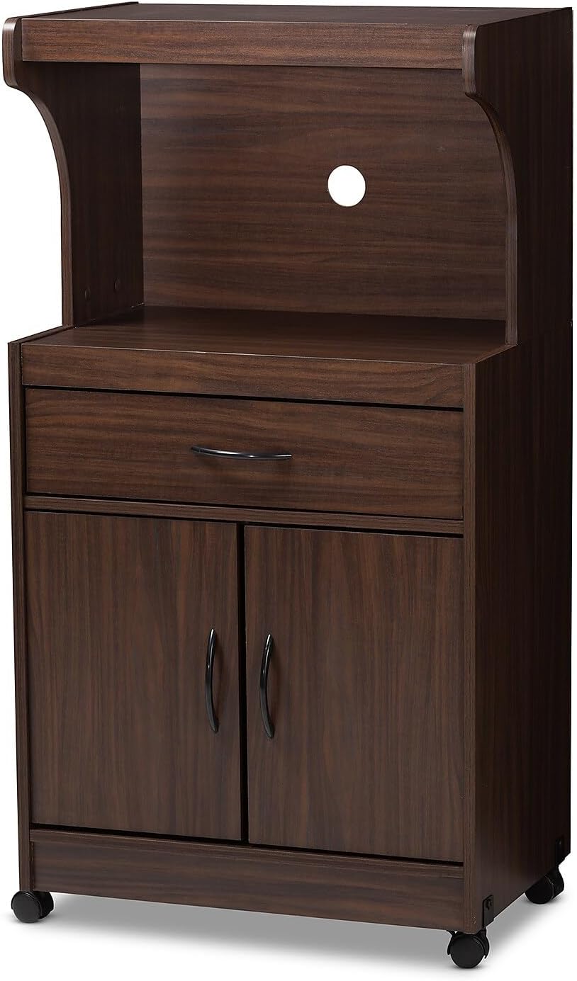 Baxton Studio Tannis 24.02-inch W Kitchen Storage Cabinet, Walnut Brown (147-8315-HiT)