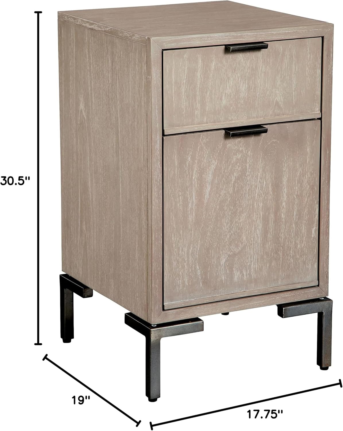 Hekman Furniture Vertical File Cabinet – Scottsdale Finish, Small Storage Cabinet, Mindi Veneer & Solids, Aged Iron Finished Square Metal Legs, Full Extension Slides, Modern Office Storage Cabinet